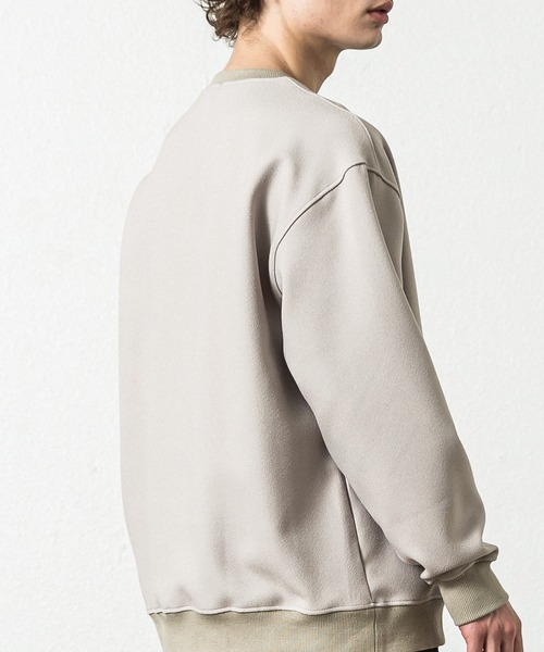 SLICK（スリック）の「ツムギートダブルクロスプルオーバー（Tシャツ/カットソー・メンズ・チャコールグレー/ブラック/グレイッシュベージュ・1/2/3）」の6枚目の写真