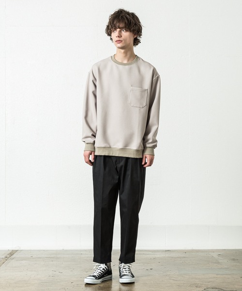 SLICK（スリック）の「ツムギートダブルクロスプルオーバー（Tシャツ/カットソー・メンズ・チャコールグレー/ブラック/グレイッシュベージュ・1/2/3）」の7枚目の写真