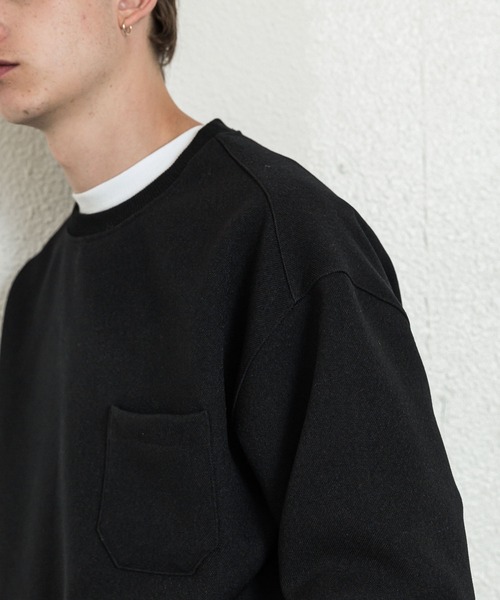 SLICK（スリック）の「ツムギートダブルクロスプルオーバー（Tシャツ/カットソー・メンズ・チャコールグレー/ブラック/グレイッシュベージュ・1/2/3）」の4枚目の写真
