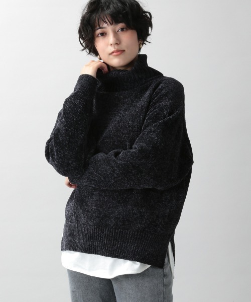RAGEBLUE(レイジブルー)の「ボリュームタートルモールニット/238833(ニット/セーター・レディース・ブラック/レッド/オフホワイト/イエロー/オレンジ/ブルー/イエロー系その他・FREE)」の3枚目の写真