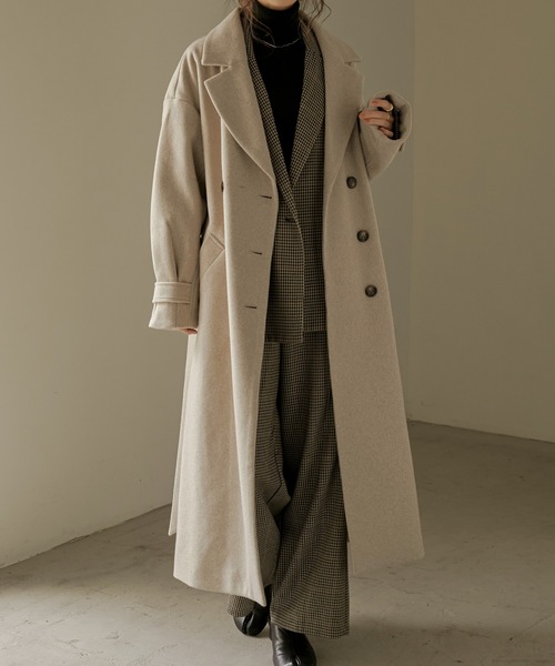 Fashion Letter(ファッションレター)の「杢ニットモッサウィンタートレンチコート(トレンチコート・レディース・ブラウン/ベージュ/アイボリー・M)」の3枚目の写真