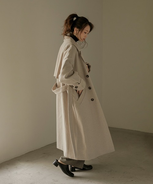 Fashion Letter(ファッションレター)の「杢ニットモッサウィンタートレンチコート(トレンチコート・レディース・ブラウン/ベージュ/アイボリー・M)」の4枚目の写真