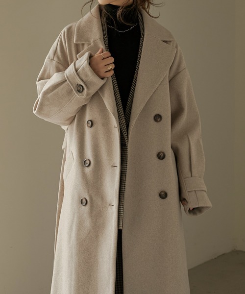 Fashion Letter(ファッションレター)の「杢ニットモッサウィンタートレンチコート(トレンチコート・レディース・ブラウン/ベージュ/アイボリー・M)」の8枚目の写真
