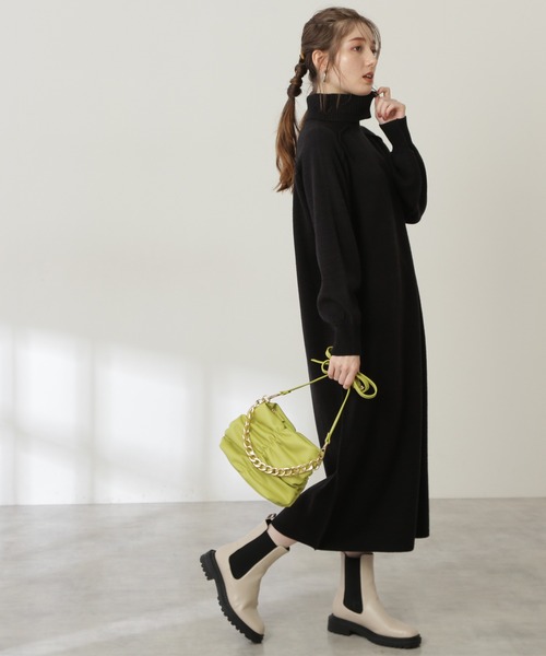 N.（N. Natural Beauty Basic）（エヌエヌナチュラルビューティーベーシック）の「◆ウール混リンキングハイネックワンピース（ワンピース・レディース・ブラック/ベージュ/グリーン・MEDIUM）」の13枚目の写真