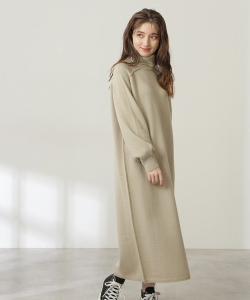 N.（N. Natural Beauty Basic）（エヌエヌナチュラルビューティーベーシック）の「◆ウール混リンキングハイネックワンピース（ワンピース・レディース・ブラック/ベージュ/グリーン・MEDIUM）」の11枚目の写真