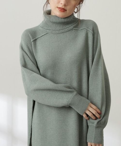 N.（N. Natural Beauty Basic）（エヌエヌナチュラルビューティーベーシック）の「◆ウール混リンキングハイネックワンピース（ワンピース・レディース・ブラック/ベージュ/グリーン・MEDIUM）」の12枚目の写真