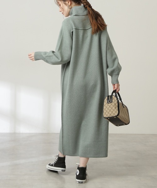 N.（N. Natural Beauty Basic）（エヌエヌナチュラルビューティーベーシック）の「◆ウール混リンキングハイネックワンピース（ワンピース・レディース・ブラック/ベージュ/グリーン・MEDIUM）」の18枚目の写真