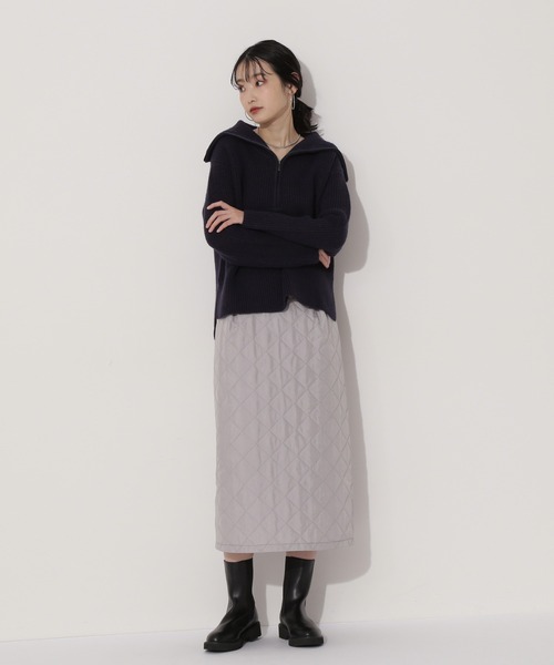NATURAL BEAUTY BASIC(ナチュラルビューティーベーシック)の「ハーフジップアップニット(ニット/セーター・レディース・オレンジ/ネイビー/オフホワイト・MEDIUM)」の16枚目の写真