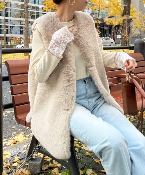 DouDou（ドゥドゥ）の「レース切替メロープルオーバー（Tシャツ/カットソー・レディース・ブラック/アイボリー/ベージュ・FREE）」の5枚目の写真