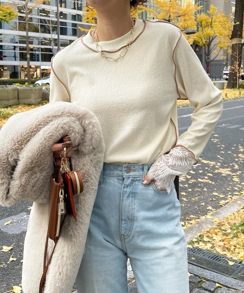 DouDou（ドゥドゥ）の「レース切替メロープルオーバー（Tシャツ/カットソー・レディース・ブラック/アイボリー/ベージュ・FREE）」の19枚目の写真