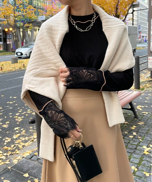 DouDou（ドゥドゥ）の「レース切替メロープルオーバー（Tシャツ/カットソー・レディース・ブラック/アイボリー/ベージュ・FREE）」の21枚目の写真