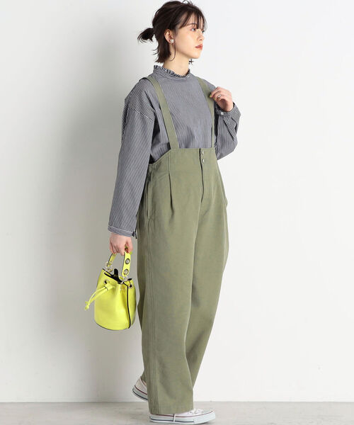 fredy repit(フレディレピ)の「ハイウエストサロペット(サロペット/オーバーオール・レディース・ブラック/オフホワイト/オリーブ・38)」の3枚目の写真