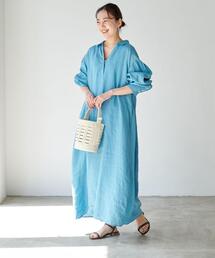 green label relaxing（グリーンレーベルリラクシング）の「コルトレイクリネン スキッパー ワンピース（ワンピース）」