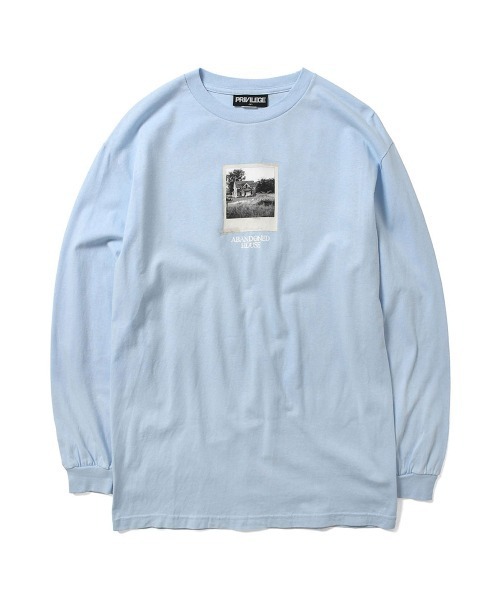 PRIVILEGE（プリビレッジ）の「プリビレッジ [PRIVILEGE] - アバンドン ハウス グラフィック ロングスリーブ 長袖 Tシャツ [ABANDONED HOUSE L/S TEE]（Tシャツ/カットソー・メンズ・ライトブルー/ブラック/チャコールグレー・XX-LARGE/MEDIUM/X-LARGE/LARGE）」の18枚目の写真