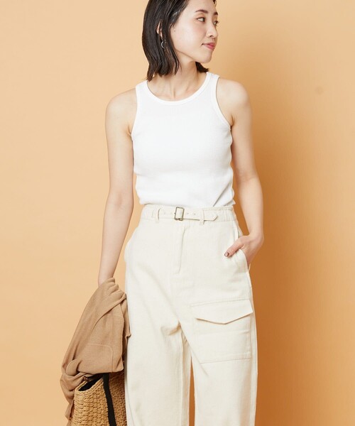 FREAK'S STORE(フリークスストア)の「▽【WEB限定】GREEN HILLS×FREAK'S STORE/グリーンヒルズ ボーダーワッフルタンクトップ(タンクトップ・レディース・ブラック/レッド/オフホワイト/ホワイト×グリーン/ホワイト×ブラック/ベージュ×ブラック・フリ-)」の7枚目の写真