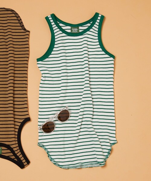 FREAK'S STORE(フリークスストア)の「▽【WEB限定】GREEN HILLS×FREAK'S STORE/グリーンヒルズ ボーダーワッフルタンクトップ(タンクトップ・レディース・ブラック/レッド/オフホワイト/ホワイト×グリーン/ホワイト×ブラック/ベージュ×ブラック・フリ-)」の11枚目の写真