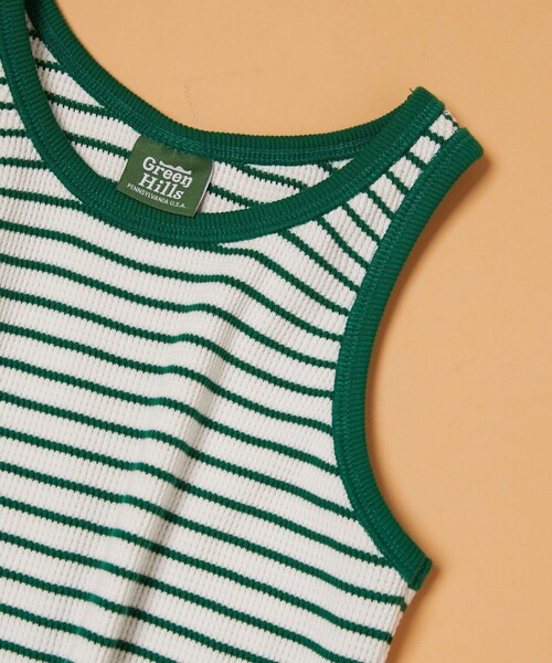 FREAK'S STORE(フリークスストア)の「▽【WEB限定】GREEN HILLS×FREAK'S STORE/グリーンヒルズ ボーダーワッフルタンクトップ(タンクトップ・レディース・ブラック/レッド/オフホワイト/ホワイト×グリーン/ホワイト×ブラック/ベージュ×ブラック・フリ-)」の12枚目の写真