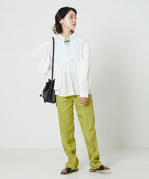 FREAK'S STORE(フリークスストア)の「▽【WEB限定】GREEN HILLS×FREAK'S STORE/グリーンヒルズ ボーダーワッフルタンクトップ(タンクトップ・レディース・ブラック/レッド/オフホワイト/ホワイト×グリーン/ホワイト×ブラック/ベージュ×ブラック・フリ-)」の13枚目の写真