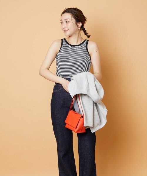 FREAK'S STORE(フリークスストア)の「▽【WEB限定】GREEN HILLS×FREAK'S STORE/グリーンヒルズ ボーダーワッフルタンクトップ(タンクトップ・レディース・ブラック/レッド/オフホワイト/ホワイト×グリーン/ホワイト×ブラック/ベージュ×ブラック・フリ-)」の15枚目の写真