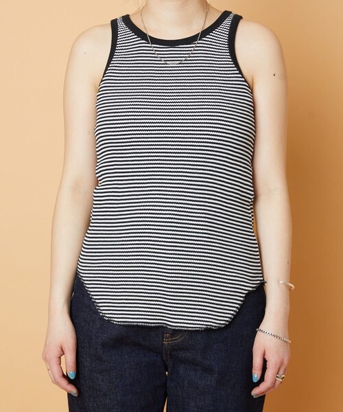 FREAK'S STORE(フリークスストア)の「▽【WEB限定】GREEN HILLS×FREAK'S STORE/グリーンヒルズ ボーダーワッフルタンクトップ(タンクトップ・レディース・ブラック/レッド/オフホワイト/ホワイト×グリーン/ホワイト×ブラック/ベージュ×ブラック・フリ-)」の21枚目の写真