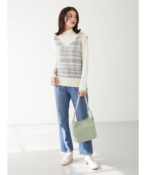 Green　Parks（グリーンパークス）の「表面感カットPOインナー（Tシャツ/カットソー・レディース・ミント/その他5/チェック/ホワイト系その他2・FREE）」の9枚目の写真