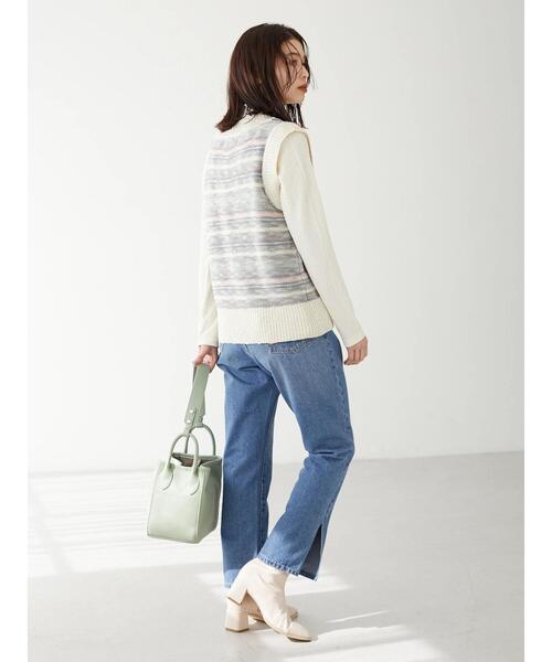 Green　Parks（グリーンパークス）の「表面感カットPOインナー（Tシャツ/カットソー・レディース・ミント/その他5/チェック/ホワイト系その他2・FREE）」の7枚目の写真