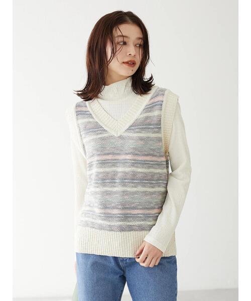 Green　Parks（グリーンパークス）の「表面感カットPOインナー（Tシャツ/カットソー・レディース・ミント/その他5/チェック/ホワイト系その他2・FREE）」の6枚目の写真