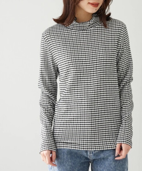 Green　Parks（グリーンパークス）の「表面感カットPOインナー（Tシャツ/カットソー・レディース・ミント/その他5/チェック/ホワイト系その他2・FREE）」の16枚目の写真