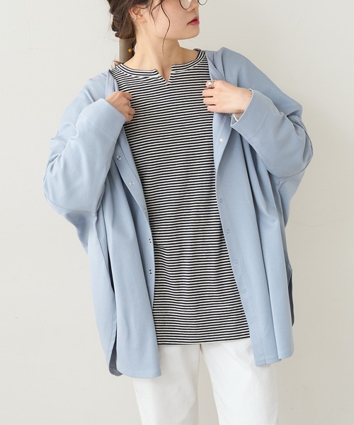 PUAL CE CIN（ピュアルセシン）の「SORONA 2WAYロングスリーブ（カーディガン/ボレロ・レディース・チャコールグレー/サックスブルー/ベージュ/オフホワイト・FREE）」の4枚目の写真