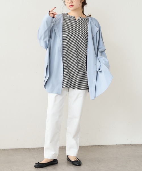 PUAL CE CIN（ピュアルセシン）の「SORONA 2WAYロングスリーブ（カーディガン/ボレロ・レディース・チャコールグレー/サックスブルー/ベージュ/オフホワイト・FREE）」の11枚目の写真