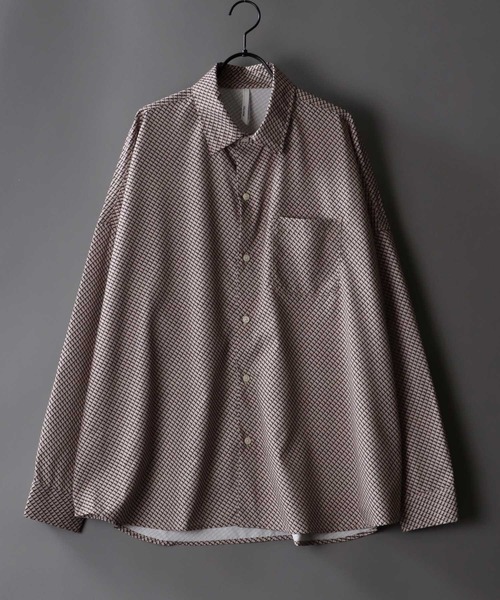 SITRY(シトリー)の「Oversize Drop shoulder Patterned shirt/オーバーサイズ ドロップショルダー 総柄 シャツ(シャツ/ブラウス・メンズ・ホワイト/ライトブルー/ブラック/ベージュ/オフホワイト/イエロー/ブルー/グリーン/ライトブラウン/ブラック系その他・M/L/XL)」の1枚目の写真