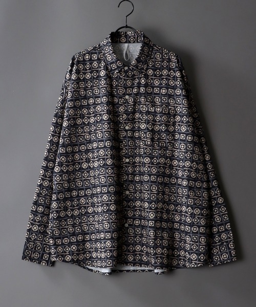 SITRY(シトリー)の「Oversize Drop shoulder Patterned shirt/オーバーサイズ ドロップショルダー 総柄 シャツ(シャツ/ブラウス・メンズ・ホワイト/ライトブルー/ブラック/ベージュ/オフホワイト/イエロー/ブルー/グリーン/ライトブラウン/ブラック系その他・M/L/XL)」の5枚目の写真