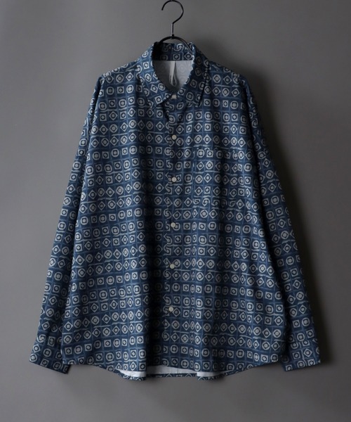 SITRY(シトリー)の「Oversize Drop shoulder Patterned shirt/オーバーサイズ ドロップショルダー 総柄 シャツ(シャツ/ブラウス・メンズ・ホワイト/ライトブルー/ブラック/ベージュ/オフホワイト/イエロー/ブルー/グリーン/ライトブラウン/ブラック系その他・M/L/XL)」の9枚目の写真