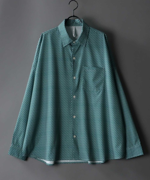 SITRY(シトリー)の「Oversize Drop shoulder Patterned shirt/オーバーサイズ ドロップショルダー 総柄 シャツ(シャツ/ブラウス・メンズ・ホワイト/ライトブルー/ブラック/ベージュ/オフホワイト/イエロー/ブルー/グリーン/ライトブラウン/ブラック系その他・M/L/XL)」の7枚目の写真