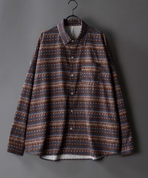 Oversize Drop shoulder Patterned shirt/オーバーサイズ ドロップショルダー 総柄 シャツ