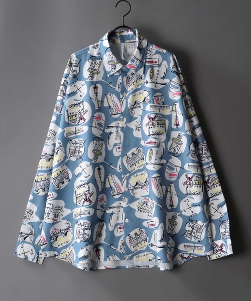 SITRY(シトリー)の「Oversize Drop shoulder Patterned shirt/オーバーサイズ ドロップショルダー 総柄 シャツ(シャツ/ブラウス・メンズ・ホワイト/ライトブルー/ブラック/ベージュ/オフホワイト/イエロー/ブルー/グリーン/ライトブラウン/ブラック系その他・M/L/XL)」の8枚目の写真