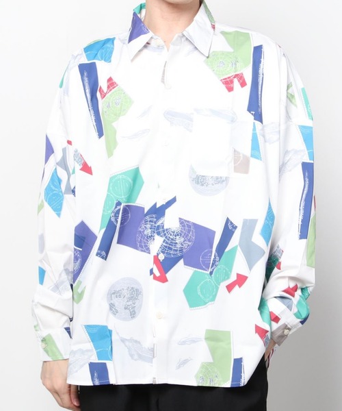 SITRY(シトリー)の「Oversize Drop shoulder Patterned shirt/オーバーサイズ ドロップショルダー 総柄 シャツ(シャツ/ブラウス・メンズ・ホワイト/ライトブルー/ブラック/ベージュ/オフホワイト/イエロー/ブルー/グリーン/ライトブラウン/ブラック系その他・M/L/XL)」の17枚目の写真
