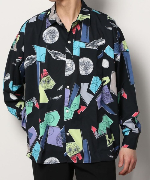 SITRY(シトリー)の「Oversize Drop shoulder Patterned shirt/オーバーサイズ ドロップショルダー 総柄 シャツ(シャツ/ブラウス・メンズ・ホワイト/ライトブルー/ブラック/ベージュ/オフホワイト/イエロー/ブルー/グリーン/ライトブラウン/ブラック系その他・M/L/XL)」の13枚目の写真