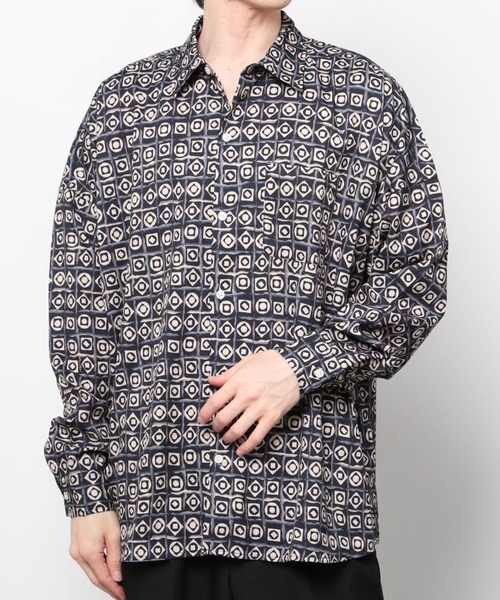 SITRY(シトリー)の「Oversize Drop shoulder Patterned shirt/オーバーサイズ ドロップショルダー 総柄 シャツ(シャツ/ブラウス・メンズ・ホワイト/ライトブルー/ブラック/ベージュ/オフホワイト/イエロー/ブルー/グリーン/ライトブラウン/ブラック系その他・M/L/XL)」の21枚目の写真