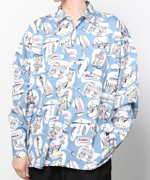 SITRY(シトリー)の「Oversize Drop shoulder Patterned shirt/オーバーサイズ ドロップショルダー 総柄 シャツ(シャツ/ブラウス・メンズ・ホワイト/ライトブルー/ブラック/ベージュ/オフホワイト/イエロー/ブルー/グリーン/ライトブラウン/ブラック系その他・M/L/XL)」の15枚目の写真