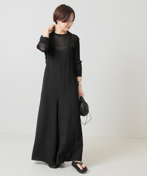 journal standard L'essage(ジャーナルスタンダードレサージュ)の「キャミワイドサロペット(サロペット/オーバーオール・レディース・ブラック/カーキ・FREE)」の2枚目の写真