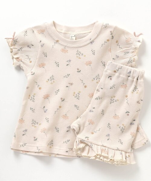 apres les cours(アプレレクール)の「ワッフルパジャマ 5分丈(ボタニカル柄・さくらんぼ柄)(ルームウェア/パジャマ・キッズ・キナリ/アイボリー/ラベンダー/ピンク・100/80/90/110/120/130)」の3枚目の写真