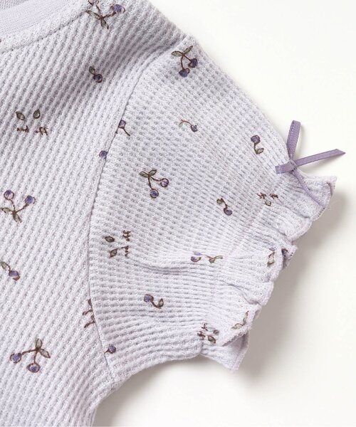 apres les cours(アプレレクール)の「ワッフルパジャマ 5分丈(ボタニカル柄・さくらんぼ柄)(ルームウェア/パジャマ・キッズ・キナリ/アイボリー/ラベンダー/ピンク・100/80/90/110/120/130)」の8枚目の写真