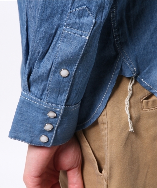 CIAOPANIC（チャオパニック）の「【Ciaopanic】4.5ozデニムウエスタンシャツ（シャツ/ブラウス・メンズ・ブルー/インディゴブルー・MEDIUM/LARGE）」の7枚目の写真