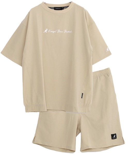 KANGOL(カンゴール)の「KANGOL/カンゴール セットアップ ワンポイント ロゴ刺繍 ストレッチ 半袖Tシャツ&ショートパンツ ルームウェア パジャマ 上下セット(ルームウェア/パジャマ・メンズ・ブラック/ブルー/アイボリー・LL/M/L)」の2枚目の写真