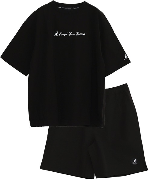 KANGOL(カンゴール)の「KANGOL/カンゴール セットアップ ワンポイント ロゴ刺繍 ストレッチ 半袖Tシャツ&ショートパンツ ルームウェア パジャマ 上下セット(ルームウェア/パジャマ・メンズ・ブラック/ブルー/アイボリー・LL/M/L)」の1枚目の写真