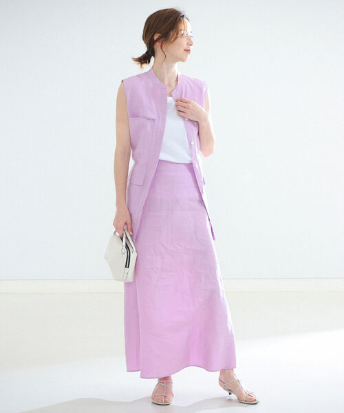 Demi-Luxe BEAMS（デミルクス ビームス）の「Demi-Luxe BEAMS / リネン Aラインスカート（スカート・レディース・ラベンダー/チャコールグレー・36/38）」の15枚目の写真