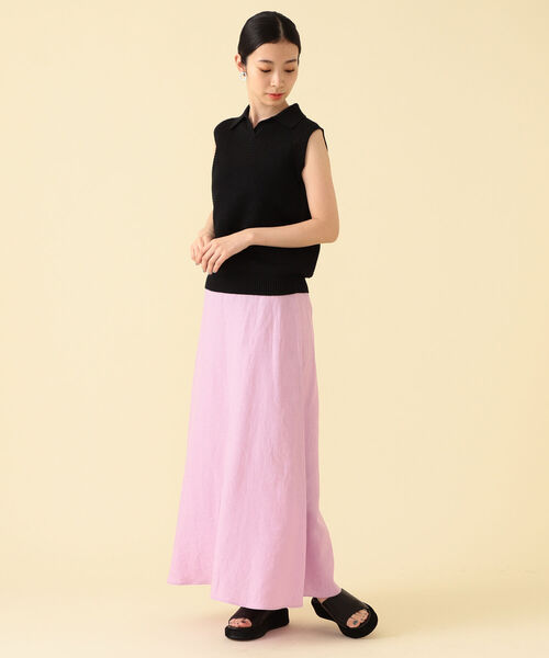 Demi-Luxe BEAMS（デミルクス ビームス）の「Demi-Luxe BEAMS / リネン Aラインスカート（スカート・レディース・ラベンダー/チャコールグレー・36/38）」の4枚目の写真