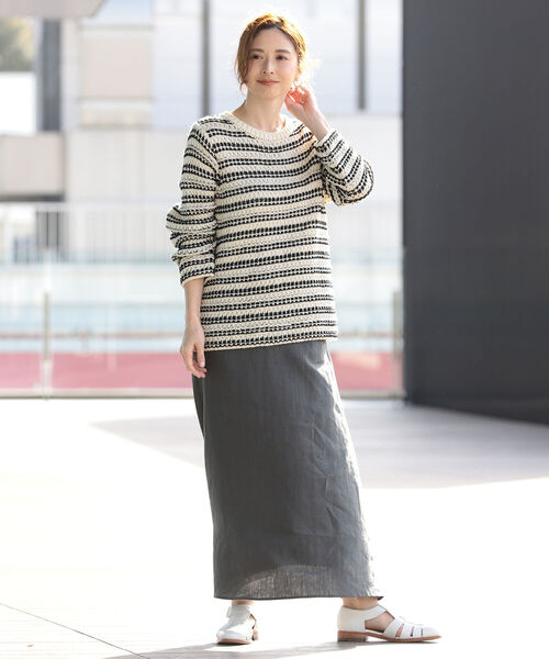 Demi-Luxe BEAMS（デミルクス ビームス）の「Demi-Luxe BEAMS / リネン Aラインスカート（スカート・レディース・ラベンダー/チャコールグレー・36/38）」の3枚目の写真