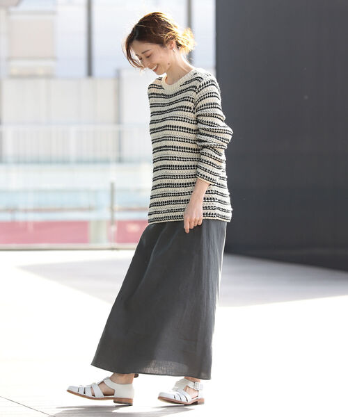 Demi-Luxe BEAMS（デミルクス ビームス）の「Demi-Luxe BEAMS / リネン Aラインスカート（スカート・レディース・ラベンダー/チャコールグレー・36/38）」の6枚目の写真